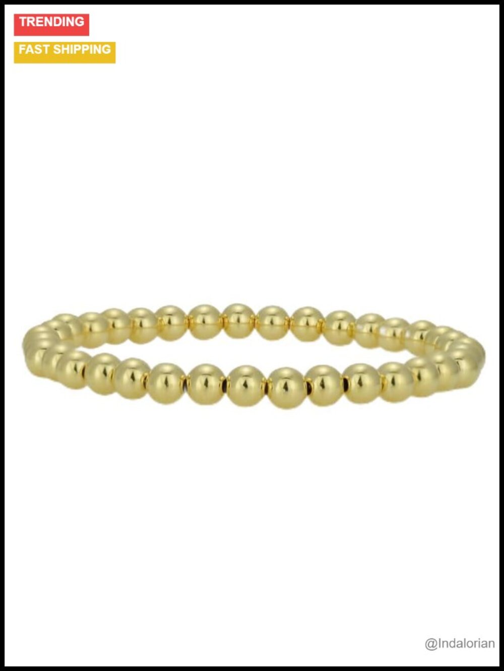 14k Gold Filled 5mm Beaded Stretch Bracelet for Women Stackable Handmade